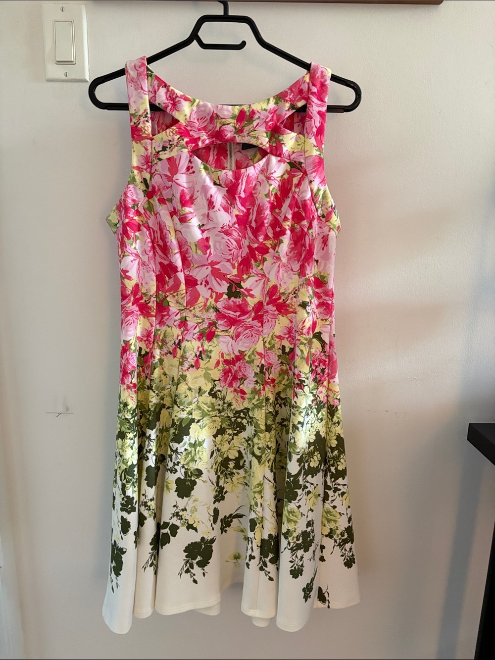 Gabby Skye Pink & Green Floral Midi Dress